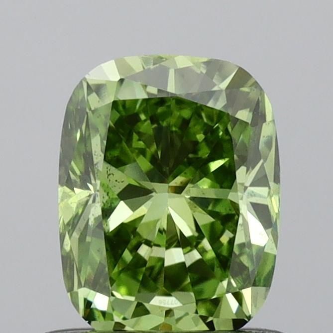 Loose Diamond - CUSHION BRILLIANT 0.75ct Fancy Vivid Green VS2: Loose Diamond - CUSHION BRILLIANT 0.75ct Fancy Vivid Green VS2 Source: This is a real non-mined Diamond that has been grown in a lab Shape: CUSHION BRILLIANT Carats: 0.75 Color: Fancy Vivid Green Cert
