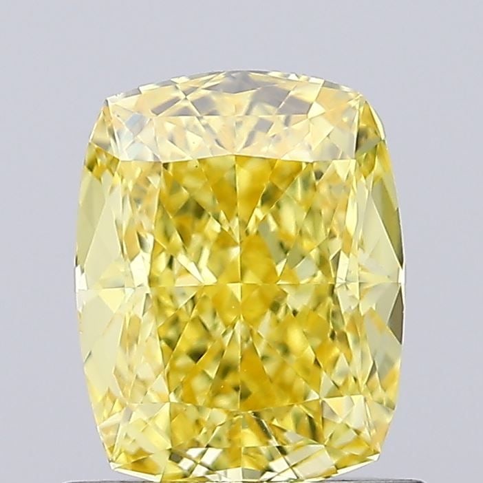 Loose Diamond - CUSHION MODIFIED 1.08ct Fancy Vivid Yellow VS1: Loose Diamond - CUSHION MODIFIED 1.08ct Fancy Vivid Yellow VS1 Source: This is a real non-mined Diamond that has been grown in a lab Shape: CUSHION MODIFIED Carats: 1.08 Color: Fancy Vivid Yellow Cert