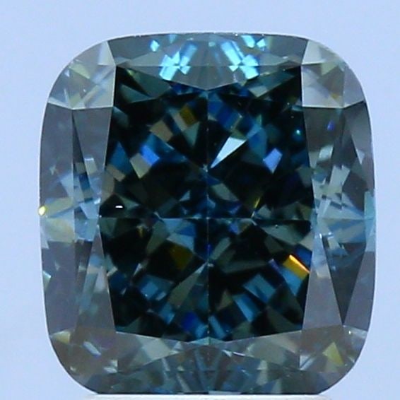 Loose Diamond - CUSHION MODIFIED 2.57ct Fancy Dark Blueish Green VS1: Loose Diamond - CUSHION MODIFIED 2.57ct Fancy Dark Blueish Green VS1 Source: This is a real non-mined Diamond that has been grown in a lab Shape: CUSHION MODIFIED Carats: 2.57 Color: Fancy Dark Blueis