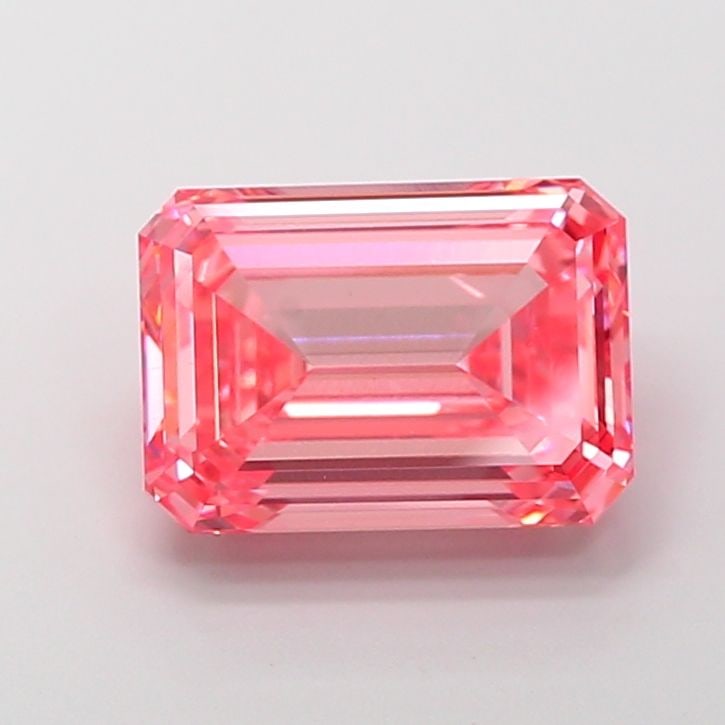 Loose Diamond - EMERALD 5.11ct Fancy Vivid Pink VS1: Loose Diamond - EMERALD 5.11ct Fancy Vivid Pink VS1 Source: This is a real non-mined Diamond that has been grown in a lab Shape: EMERALD Carats: 5.11 Color: Fancy Vivid Pink Certification: IGI Video: