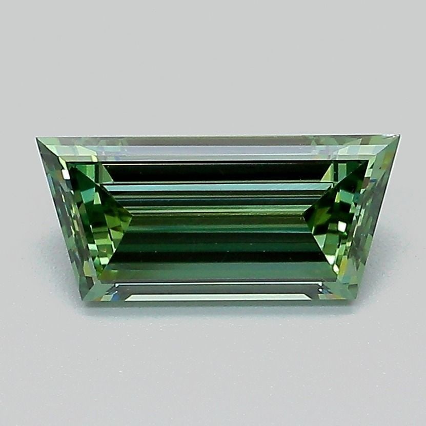 Loose Diamond - TRAPEZOID 1.23ct Fancy Vivid Green VS1: Loose Diamond - TRAPEZOID 1.23ct Fancy Vivid Green VS1 Source: This is a real non-mined Diamond that has been grown in a lab Shape: TRAPEZOID Carats: 1.23 Color: Fancy Vivid Green Certification: IGI V