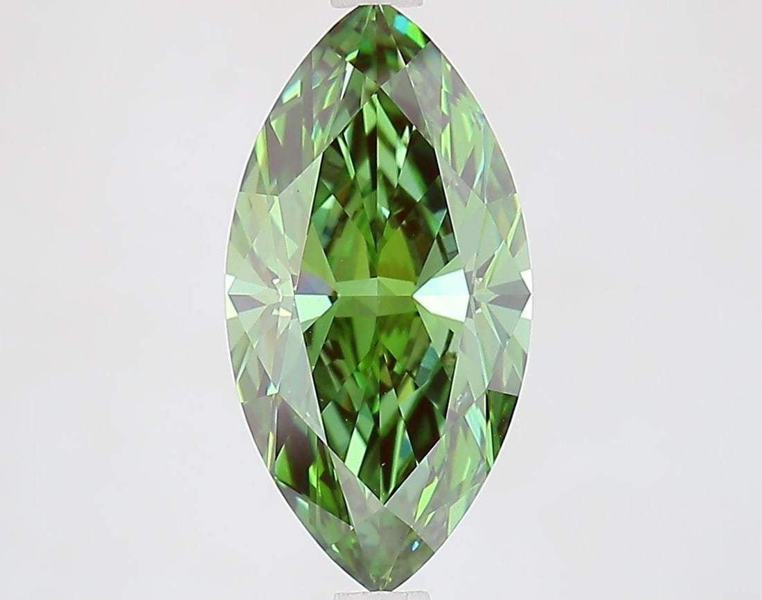 Loose Diamond - MARQUISE 2.5ct Fancy Vivid Green VVS2: Loose Diamond - MARQUISE 2.5ct Fancy Vivid Green VVS2 Source: This is a real non-mined Diamond that has been grown in a lab Shape: MARQUISE Carats: 2.5 Color: Fancy Vivid Green Certification: IGI Vide