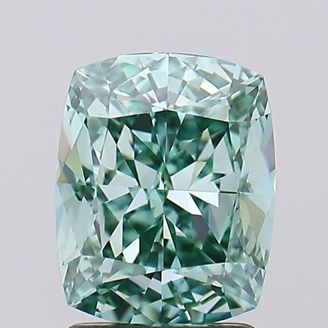 Loose Diamond - CUSHION MODIFIED 2.31ct Fancy Vivid Green VVS1: Loose Diamond - CUSHION MODIFIED 2.31ct Fancy Vivid Green VVS1 Source: This is a real non-mined Diamond that has been grown in a lab Shape: CUSHION MODIFIED Carats: 2.31 Color: Fancy Vivid Green Certi