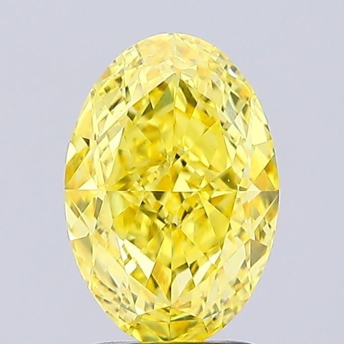 Loose Diamond - OVAL 2.58ct Fancy Vivid Yellow VVS2: Loose Diamond - OVAL 2.58ct Fancy Vivid Yellow VVS2 Source: This is a real non-mined Diamond that has been grown in a lab Shape: OVAL Carats: 2.58 Color: Fancy Vivid Yellow Certification: IGI Video: