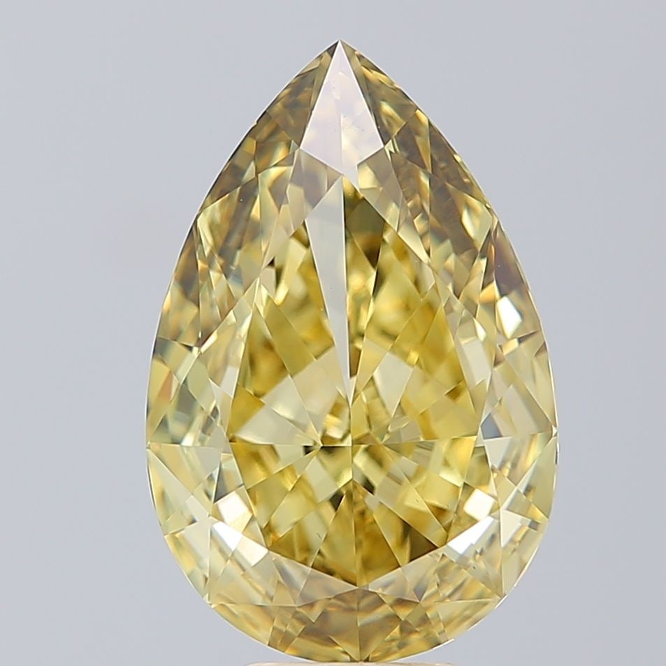Loose Diamond - PEAR 7.31ct Fancy Intense Yellow VS1: Loose Diamond - PEAR 7.31ct Fancy Intense Yellow VS1 Source: This is a real non-mined Diamond that has been grown in a lab Shape: PEAR Carats: 7.31 Color: Fancy Intense Yellow Certification: IGI Video