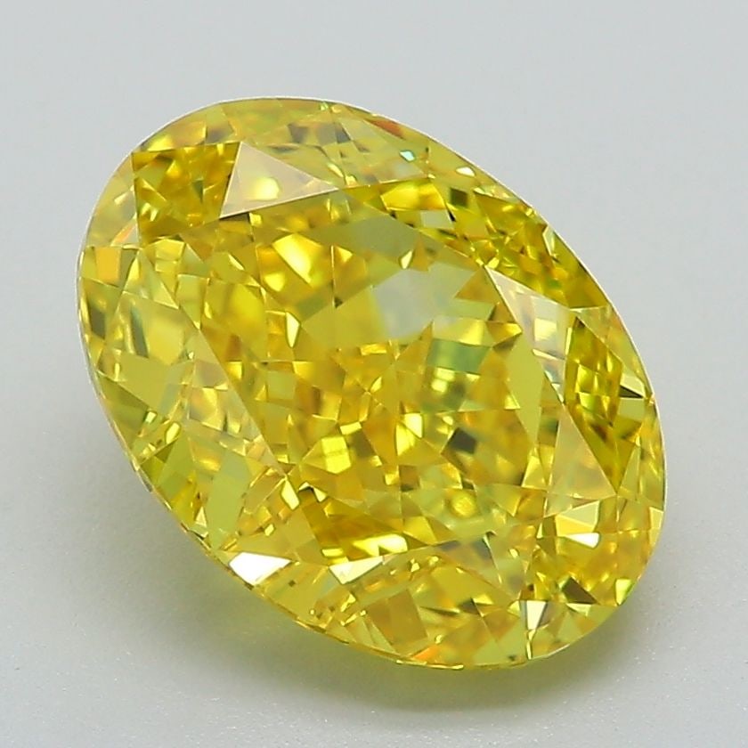 Loose Diamond - OVAL 3.21ct Fancy Vivid Yellow VVS2: Loose Diamond - OVAL 3.21ct Fancy Vivid Yellow VVS2 Source: This is a real non-mined Diamond that has been grown in a lab Shape: OVAL Carats: 3.21 Color: Fancy Vivid Yellow Certification: IGI Video: