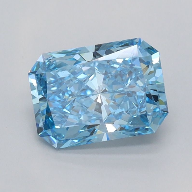 Loose Diamond - RADIANT 1.28ct Fancy Vivid Blue FL: Loose Diamond - RADIANT 1.28ct Fancy Vivid Blue FL Source: This is a real non-mined Diamond that has been grown in a lab Shape: RADIANT Carats: 1.28 Color: Fancy Vivid Blue Certification: IGI Video: