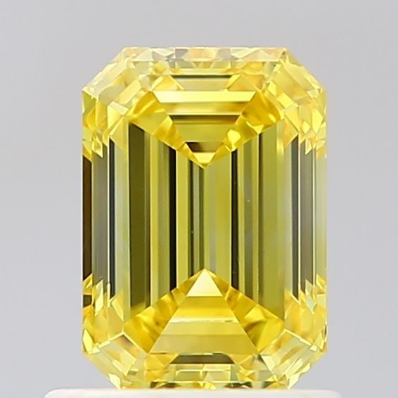 Loose Diamond - EMERALD 1.09ct Fancy Vivid Yellow VVS2: Loose Diamond - EMERALD 1.09ct Fancy Vivid Yellow VVS2 Source: This is a real non-mined Diamond that has been grown in a lab Shape: EMERALD Carats: 1.09 Color: Fancy Vivid Yellow Certification: IGI Vi