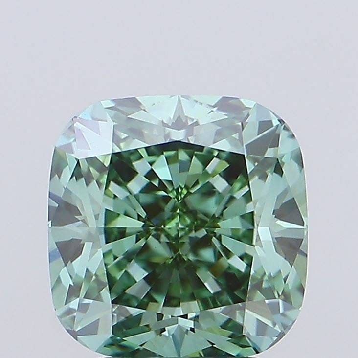 Loose Diamond - CUSHION BRILLIANT 0.65ct Fancy Vivid Green VS1: Loose Diamond - CUSHION BRILLIANT 0.65ct Fancy Vivid Green VS1 Source: This is a real non-mined Diamond that has been grown in a lab Shape: CUSHION BRILLIANT Carats: 0.65 Color: Fancy Vivid Green Cert