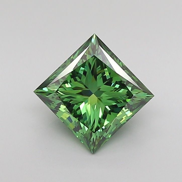 Loose Diamond - PRINCESS 1.84ct Fancy Vivid Green VVS2: Loose Diamond - PRINCESS 1.84ct Fancy Vivid Green VVS2 Source: This is a real non-mined Diamond that has been grown in a lab Shape: PRINCESS Carats: 1.84 Color: Fancy Vivid Green Certification: IGI Vi