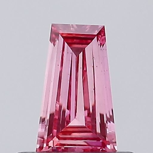 Loose Diamond - TAPERED BAGUETTE 0.35ct Fancy Vivid Pink VS2: Loose Diamond - TAPERED BAGUETTE 0.35ct Fancy Vivid Pink VS2 Source: This is a real non-mined Diamond that has been grown in a lab Shape: TAPERED BAGUETTE Carats: 0.35 Color: Fancy Vivid Pink Certific