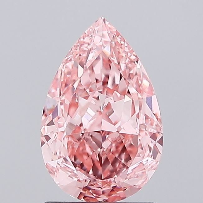 Loose Diamond - PEAR 1.53ct Fancy Vivid Pink VVS2: Loose Diamond - PEAR 1.53ct Fancy Vivid Pink VVS2 Source: This is a real non-mined Diamond that has been grown in a lab Shape: PEAR Carats: 1.53 Color: Fancy Vivid Pink Certification: IGI Video: