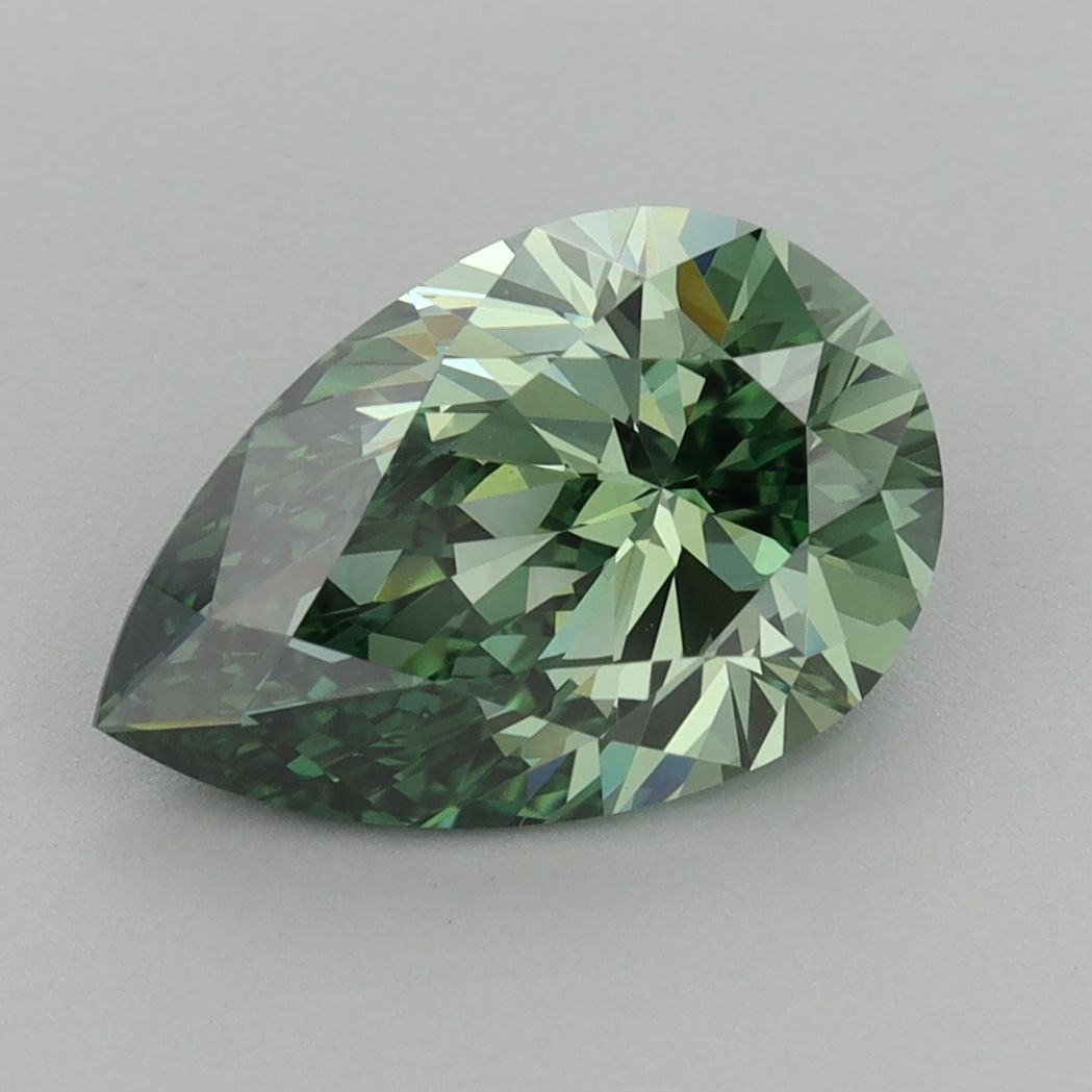 Loose Diamond - PEAR 2.57ct Fancy Vivid Green VS1: Loose Diamond - PEAR 2.57ct Fancy Vivid Green VS1 Source: This is a real non-mined Diamond that has been grown in a lab Shape: PEAR Carats: 2.57 Color: Fancy Vivid Green Certification: IGI Video: