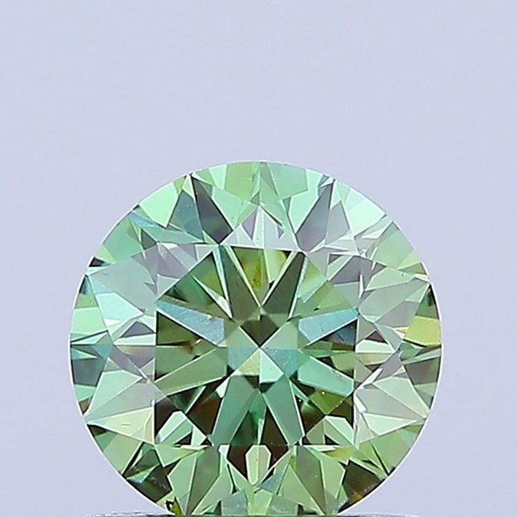 Loose Diamond - ROUND 1.1ct Fancy Vivid Green VS2: Loose Diamond - ROUND 1.1ct Fancy Vivid Green VS2 Source: This is a real non-mined Diamond that has been grown in a lab Shape: ROUND Carats: 1.1 Color: Fancy Vivid Green Certification: IGI Video: