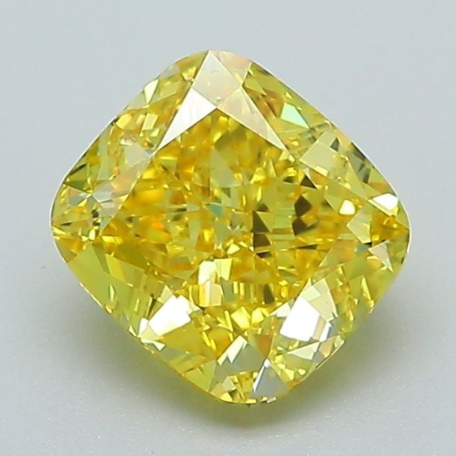 Loose Diamond - CUSHION BRILLIANT 1.44ct Fancy Vivid Yellow VS1: Loose Diamond - CUSHION BRILLIANT 1.44ct Fancy Vivid Yellow VS1 Source: This is a real non-mined Diamond that has been grown in a lab Shape: CUSHION BRILLIANT Carats: 1.44 Color: Fancy Vivid Yellow Ce
