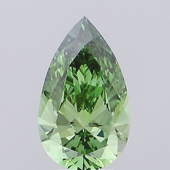 Loose Diamond - PEAR 3.51ct Fancy Vivid Green VS1: Loose Diamond - PEAR 3.51ct Fancy Vivid Green VS1 Source: This is a real non-mined Diamond that has been grown in a lab Shape: PEAR Carats: 3.51 Color: Fancy Vivid Green Certification: IGI Video: