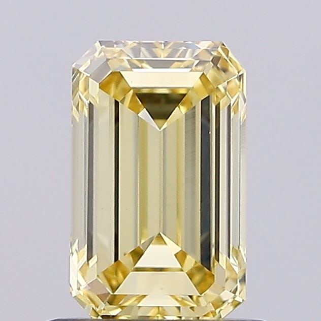 Loose Diamond - EMERALD 0.7ct Fancy Intense Yellow VS1: Loose Diamond - EMERALD 0.7ct Fancy Intense Yellow VS1 Source: This is a real non-mined Diamond that has been grown in a lab Shape: EMERALD Carats: 0.7 Color: Fancy Intense Yellow Certification: NONE 