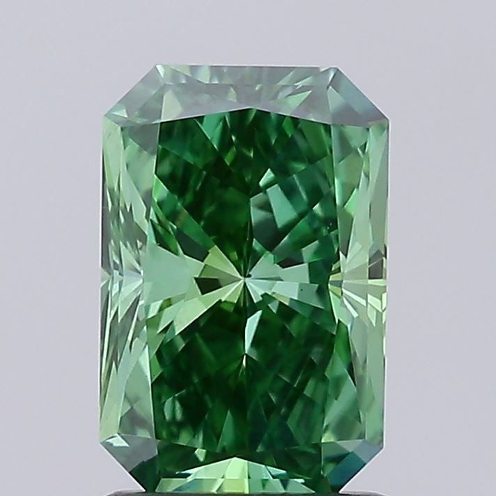 Loose Diamond - RADIANT 1.37ct Fancy Vivid Green VVS2: Loose Diamond - RADIANT 1.37ct Fancy Vivid Green VVS2 Source: This is a real non-mined Diamond that has been grown in a lab Shape: RADIANT Carats: 1.37 Color: Fancy Vivid Green Certification: IGI Vide