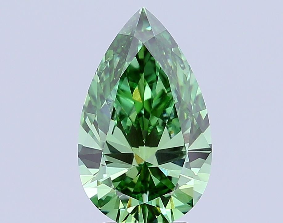 Loose Diamond - PEAR 4.08ct Fancy Vivid Green VS1: Loose Diamond - PEAR 4.08ct Fancy Vivid Green VS1 Source: This is a real non-mined Diamond that has been grown in a lab Shape: PEAR Carats: 4.08 Color: Fancy Vivid Green Certification: IGI Video:
