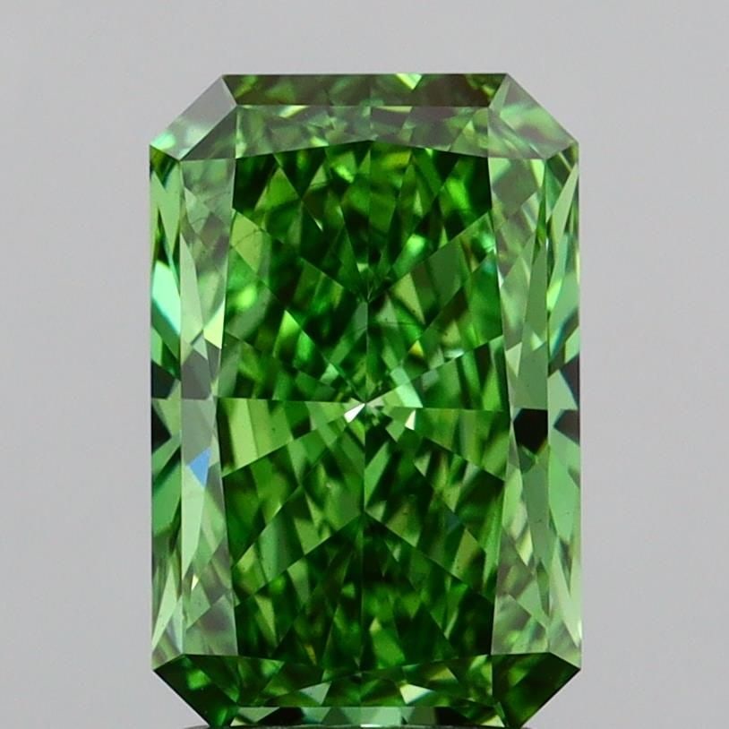 Loose Diamond - RADIANT 2.15ct Fancy Vivid Green VS1: Loose Diamond - RADIANT 2.15ct Fancy Vivid Green VS1 Source: This is a real non-mined Diamond that has been grown in a lab Shape: RADIANT Carats: 2.15 Color: Fancy Vivid Green Certification: IGI Video