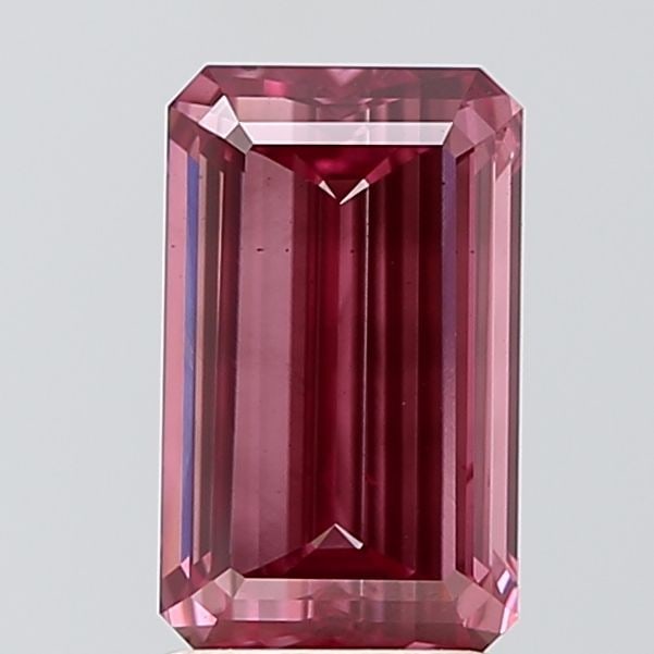 Loose Diamond - EMERALD 2.43ct Fancy Vivid Pink VS2: Loose Diamond - EMERALD 2.43ct Fancy Vivid Pink VS2 Source: This is a real non-mined Diamond that has been grown in a lab Shape: EMERALD Carats: 2.43 Color: Fancy Vivid Pink Certification: IGI Video: