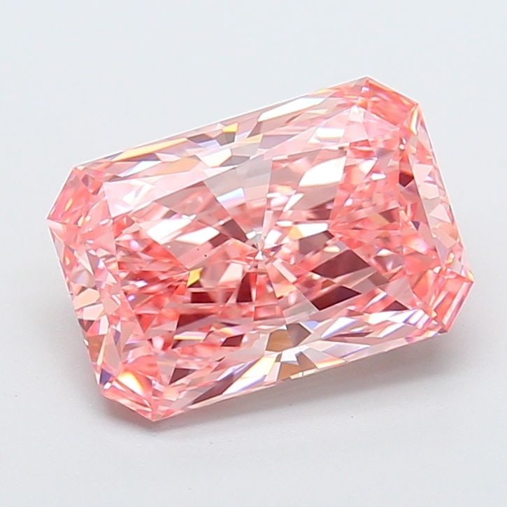 Loose Diamond - RADIANT 4.06ct Fancy Vivid Pink VS1: Loose Diamond - RADIANT 4.06ct Fancy Vivid Pink VS1 Source: This is a real non-mined Diamond that has been grown in a lab Shape: RADIANT Carats: 4.06 Color: Fancy Vivid Pink Certification: IGI Video:
