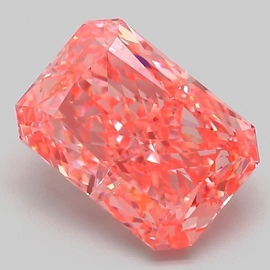 Loose Diamond - RADIANT 3.18ct Fancy Vivid Pink VS1: Loose Diamond - RADIANT 3.18ct Fancy Vivid Pink VS1 Source: This is a real non-mined Diamond that has been grown in a lab Shape: RADIANT Carats: 3.18 Color: Fancy Vivid Pink Certification: IGI Video: