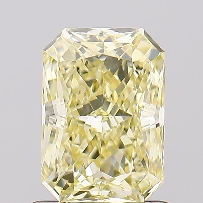 Loose Diamond - RADIANT 1.08ct Fancy Light Yellow VS1: Loose Diamond - RADIANT 1.08ct Fancy Light Yellow VS1 Source: This is a real non-mined Diamond that has been grown in a lab Shape: RADIANT Carats: 1.08 Color: Fancy Light Yellow Certification: IGI Vid