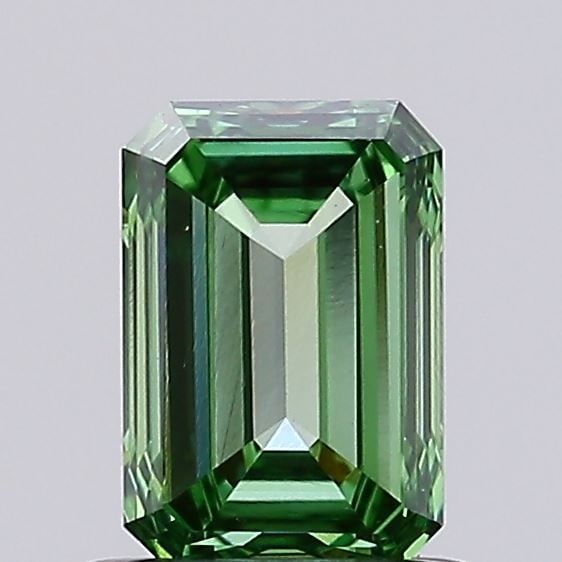 Loose Diamond - EMERALD 0.68ct Fancy Vivid Green VS1: Loose Diamond - EMERALD 0.68ct Fancy Vivid Green VS1 Source: This is a real non-mined Diamond that has been grown in a lab Shape: EMERALD Carats: 0.68 Color: Fancy Vivid Green Certification: IGI Video