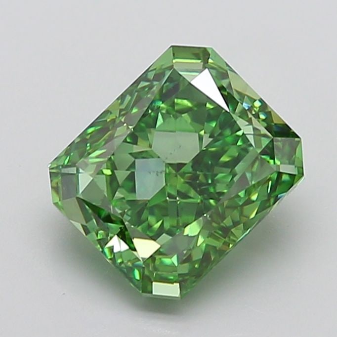 Loose Diamond - RADIANT 5.1ct Fancy Vivid Green VS1: Loose Diamond - RADIANT 5.1ct Fancy Vivid Green VS1 Source: This is a real non-mined Diamond that has been grown in a lab Shape: RADIANT Carats: 5.1 Color: Fancy Vivid Green Certification: IGI Video:
