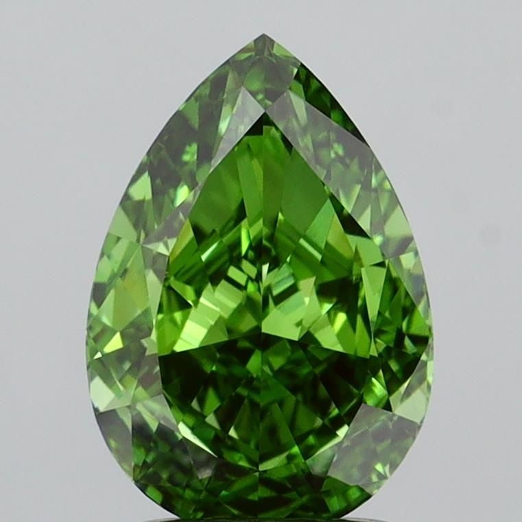 Loose Diamond - PEAR 2.01ct Fancy Vivid Green VS1: Loose Diamond - PEAR 2.01ct Fancy Vivid Green VS1 Source: This is a real non-mined Diamond that has been grown in a lab Shape: PEAR Carats: 2.01 Color: Fancy Vivid Green Certification: IGI Video: