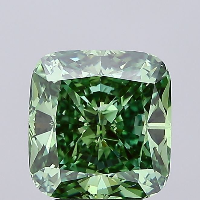 Loose Diamond - CUSHION MODIFIED 3.33ct Fancy Vivid Green VS1: Loose Diamond - CUSHION MODIFIED 3.33ct Fancy Vivid Green VS1 Source: This is a real non-mined Diamond that has been grown in a lab Shape: CUSHION MODIFIED Carats: 3.33 Color: Fancy Vivid Green Certif