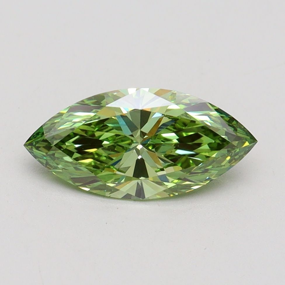 Loose Diamond - MARQUISE 1.0ct Fancy Vivid Green VVS2: Loose Diamond - MARQUISE 1.0ct Fancy Vivid Green VVS2 Source: This is a real non-mined Diamond that has been grown in a lab Shape: MARQUISE Carats: 1.0 Color: Fancy Vivid Green Certification: IGI Vide