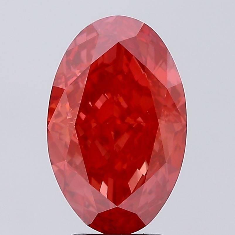 Loose Diamond - OVAL 5.4ct Fancy Vivid Red VS1: Loose Diamond - OVAL 5.4ct Fancy Vivid Red VS1 Source: This is a real non-mined Diamond that has been grown in a lab Shape: OVAL Carats: 5.4 Color: Fancy Vivid Red Certification: IGI Video: