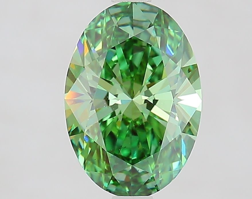 Loose Diamond - OVAL 2.03ct Fancy Vivid Green VS1: Loose Diamond - OVAL 2.03ct Fancy Vivid Green VS1 Source: This is a real non-mined Diamond that has been grown in a lab Shape: OVAL Carats: 2.03 Color: Fancy Vivid Green Certification: IGI Video: