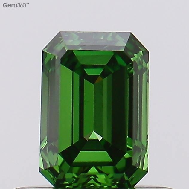 Loose Diamond - EMERALD 0.45ct Fancy Vivid Green VS1: Loose Diamond - EMERALD 0.45ct Fancy Vivid Green VS1 Source: This is a real non-mined Diamond that has been grown in a lab Shape: EMERALD Carats: 0.45 Color: Fancy Vivid Green Certification: NONE Vide
