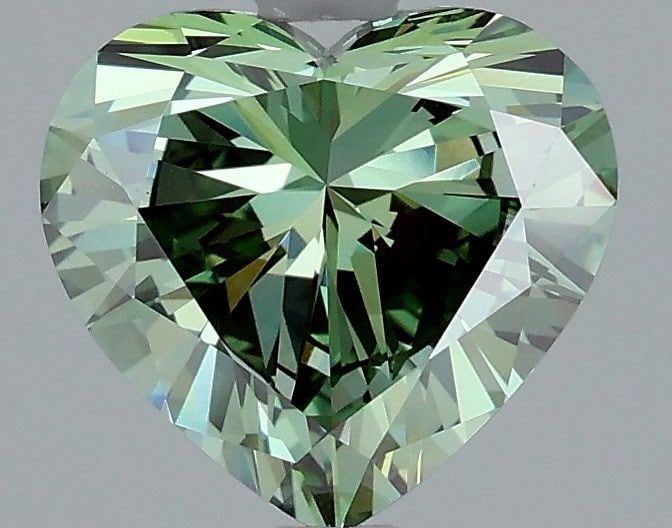 Loose Diamond - HEART 1.83ct Fancy Vivid Green VS1: Loose Diamond - HEART 1.83ct Fancy Vivid Green VS1 Source: This is a real non-mined Diamond that has been grown in a lab Shape: HEART Carats: 1.83 Color: Fancy Vivid Green Certification: IGI Video: