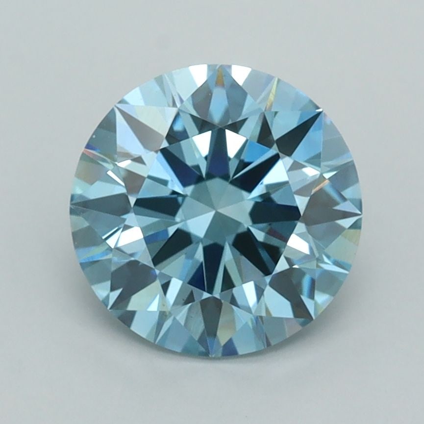 Loose Diamond - ROUND 2.0ct Fancy Intense Blueish Green VS1: Loose Diamond - ROUND 2.0ct Fancy Intense Blueish Green VS1 Source: This is a real non-mined Diamond that has been grown in a lab Shape: ROUND Carats: 2.0 Color: Fancy Intense Blueish Green Certificat