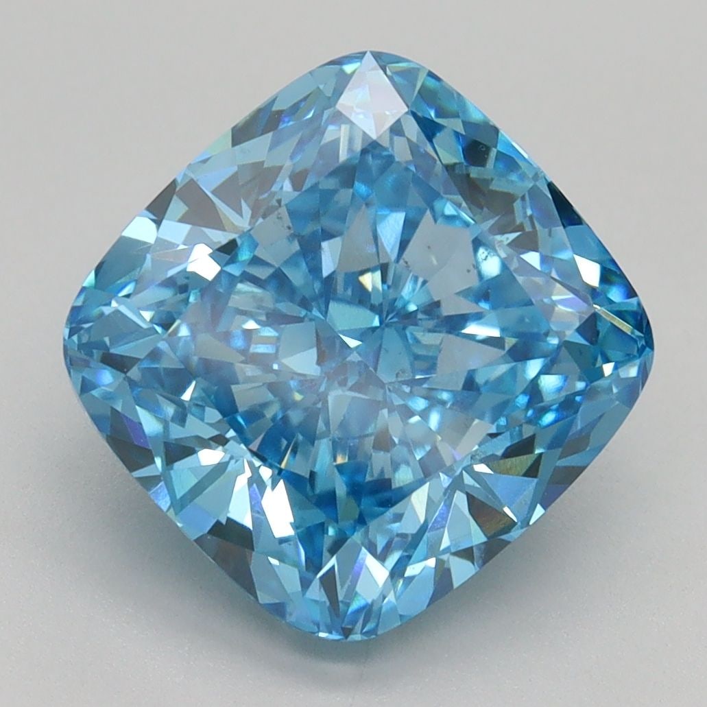 Loose Diamond - CUSHION BRILLIANT 5.08ct Fancy Vivid Blue VS2: Loose Diamond - CUSHION BRILLIANT 5.08ct Fancy Vivid Blue VS2 Source: This is a real non-mined Diamond that has been grown in a lab Shape: CUSHION BRILLIANT Carats: 5.08 Color: Fancy Vivid Blue Certif