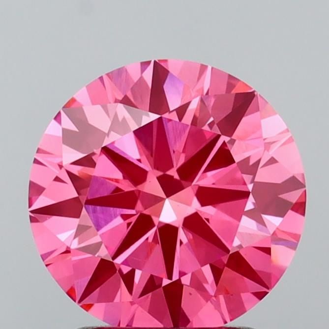 Ideal Loose Diamond - ROUND 2.02ct Fancy Vivid Pink VS1: Ideal Loose Diamond - ROUND 2.02ct Fancy Vivid Pink VS1 Source: This is a real non-mined Diamond that has been grown in a lab Shape: ROUND Carats: 2.02 Color: Fancy Vivid Pink Certification: IGI Video