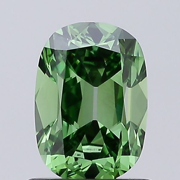 Loose Diamond - CUSHION BRILLIANT 0.93ct Fancy Vivid Green VVS2: Loose Diamond - CUSHION BRILLIANT 0.93ct Fancy Vivid Green VVS2 Source: This is a real non-mined Diamond that has been grown in a lab Shape: CUSHION BRILLIANT Carats: 0.93 Color: Fancy Vivid Green Cer