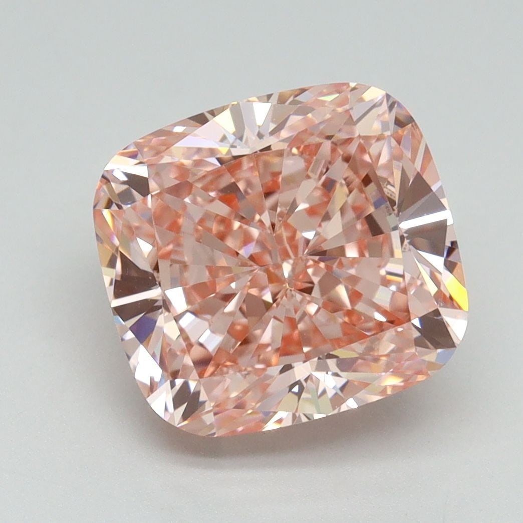Loose Diamond - CUSHION BRILLIANT 4.55ct Fancy Vivid Pink VVS2: Loose Diamond - CUSHION BRILLIANT 4.55ct Fancy Vivid Pink VVS2 Source: This is a real non-mined Diamond that has been grown in a lab Shape: CUSHION BRILLIANT Carats: 4.55 Color: Fancy Vivid Pink Certi