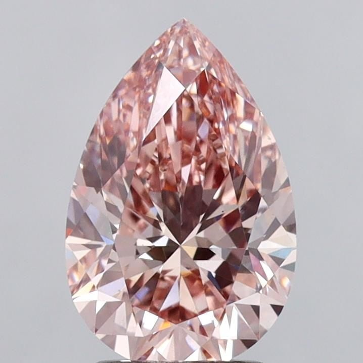 Loose Diamond - PEAR 2.2ct Fancy Vivid Brownish Pink VS1: Loose Diamond - PEAR 2.2ct Fancy Vivid Brownish Pink VS1 Source: This is a real non-mined Diamond that has been grown in a lab Shape: PEAR Carats: 2.2 Color: Fancy Vivid Brownish Pink Certification: I