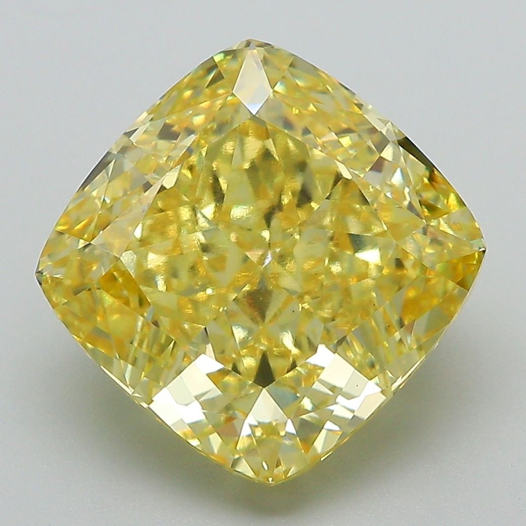 Loose Diamond - CUSHION MODIFIED 6.9ct Fancy Vivid Yellow VS1: Loose Diamond - CUSHION MODIFIED 6.9ct Fancy Vivid Yellow VS1 Source: This is a real non-mined Diamond that has been grown in a lab Shape: CUSHION MODIFIED Carats: 6.9 Color: Fancy Vivid Yellow Certif
