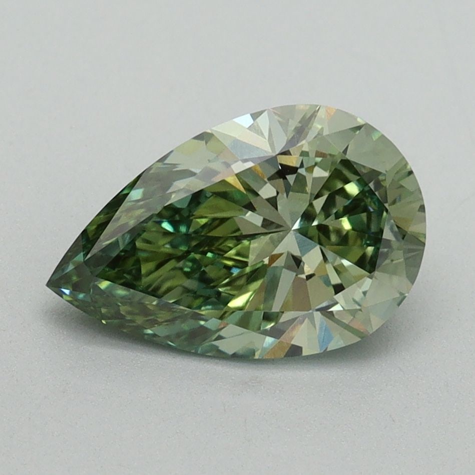 Loose Diamond - PEAR 1.58ct Fancy Vivid Green VS1: Loose Diamond - PEAR 1.58ct Fancy Vivid Green VS1 Source: This is a real non-mined Diamond that has been grown in a lab Shape: PEAR Carats: 1.58 Color: Fancy Vivid Green Certification: IGI Video: