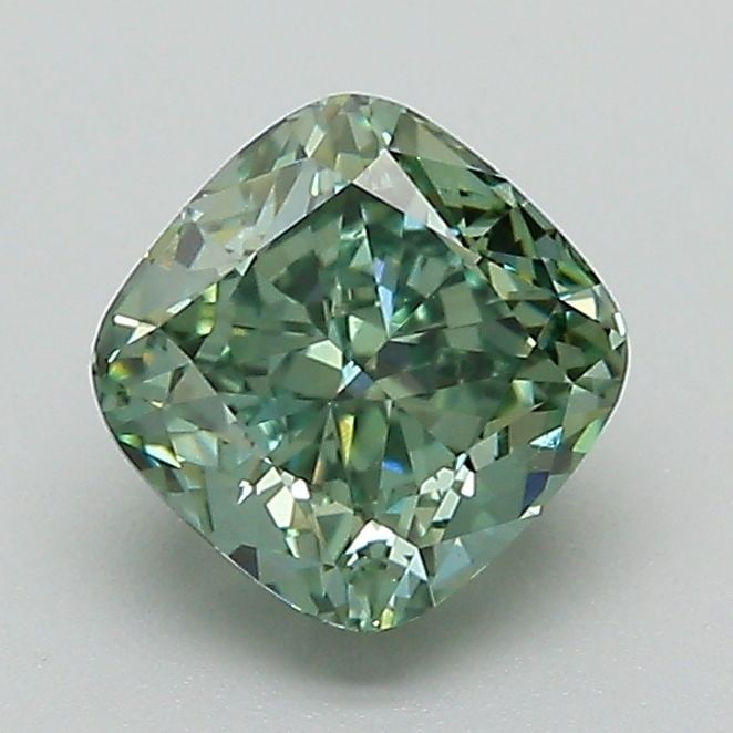 Loose Diamond - CUSHION MODIFIED 1.32ct Fancy Vivid Green VS1: Loose Diamond - CUSHION MODIFIED 1.32ct Fancy Vivid Green VS1 Source: This is a real non-mined Diamond that has been grown in a lab Shape: CUSHION MODIFIED Carats: 1.32 Color: Fancy Vivid Green Certif