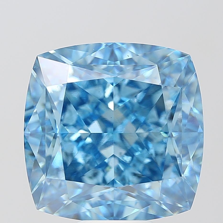Loose Diamond - CUSHION MODIFIED 15.39ct Fancy Vivid Blue VS1: Loose Diamond - CUSHION MODIFIED 15.39ct Fancy Vivid Blue VS1 Source: This is a real non-mined Diamond that has been grown in a lab Shape: CUSHION MODIFIED Carats: 15.39 Color: Fancy Vivid Blue Certif