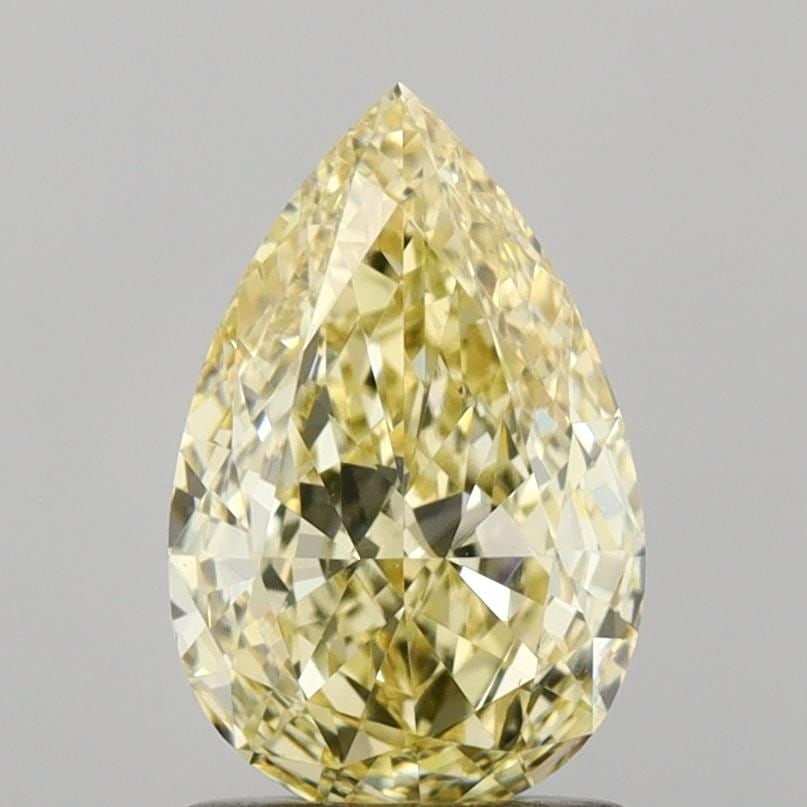 Loose Diamond - PEAR 1.31ct Fancy Light Yellow VVS2: Loose Diamond - PEAR 1.31ct Fancy Light Yellow VVS2 Source: This is a real non-mined Diamond that has been grown in a lab Shape: PEAR Carats: 1.31 Color: Fancy Light Yellow Certification: IGI Video: