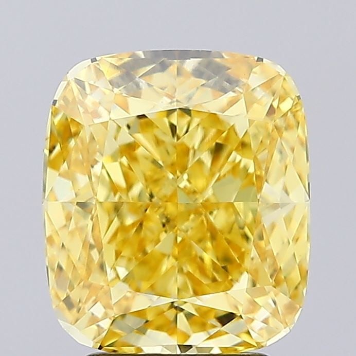 Loose Diamond - CUSHION MODIFIED 3.22ct Fancy Vivid Yellow VVS2: Loose Diamond - CUSHION MODIFIED 3.22ct Fancy Vivid Yellow VVS2 Source: This is a real non-mined Diamond that has been grown in a lab Shape: CUSHION MODIFIED Carats: 3.22 Color: Fancy Vivid Yellow Cer