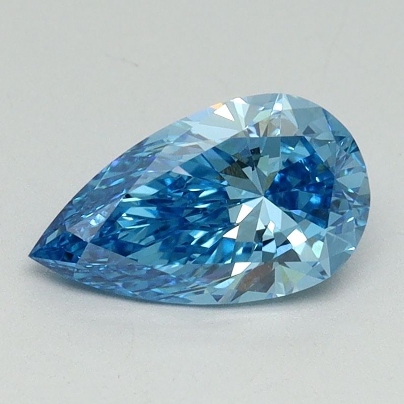 Loose Diamond - PEAR 1.0ct Fancy Vivid Blue VVS2: Loose Diamond - PEAR 1.0ct Fancy Vivid Blue VVS2 Source: This is a real non-mined Diamond that has been grown in a lab Shape: PEAR Carats: 1.0 Color: Fancy Vivid Blue Certification: IGI Video:
